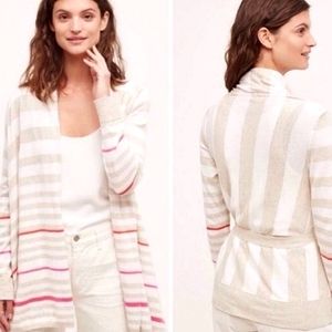 Anthropologie Moth Striped Belted Cardigan Sweater BNWT Sz M
